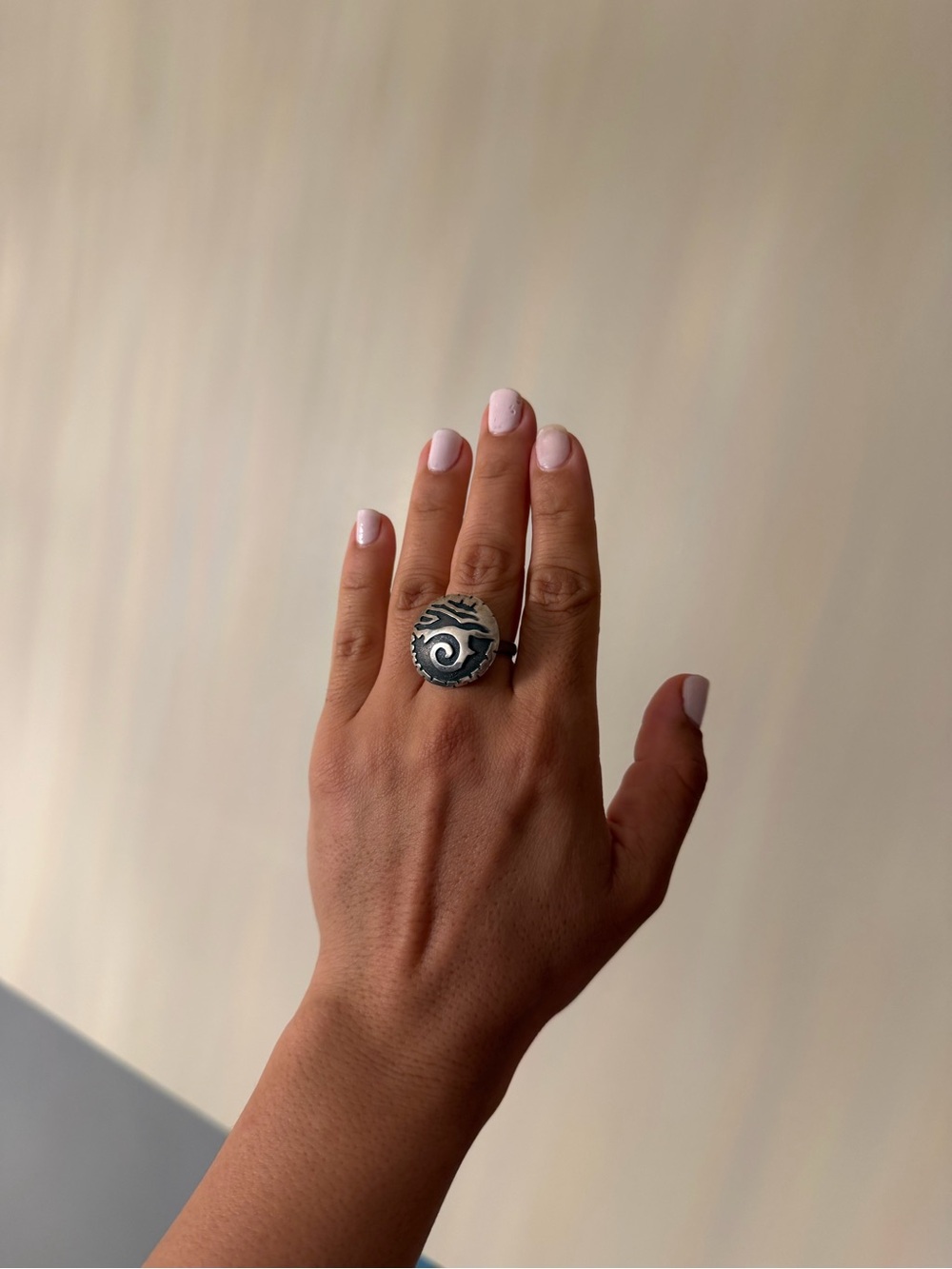 Sterling Silver Tribal Swirl Statement Ring - Silver